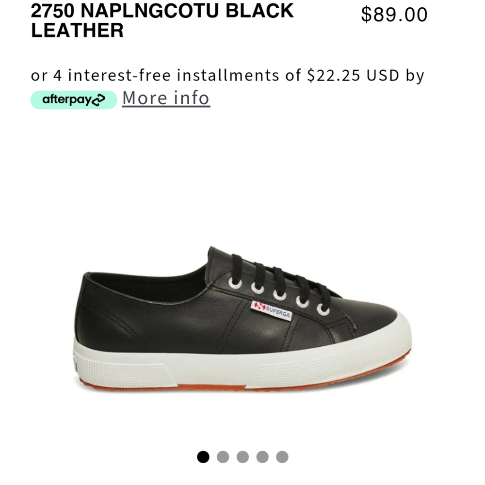 EUC Superga Black Leather Sneakers EU 38